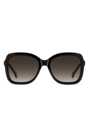 Carolina Herrera 56mm Gradient Square Sunglasses in Black Beige/Brown at Nordstrom