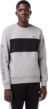 Lacoste Mens Colour Block Lettering Sweatshirt in Silver/Black - Size X-Small