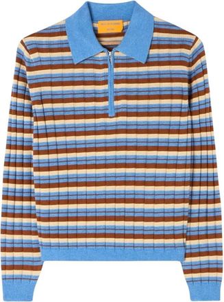 Guest In Residence Gestreepte Kasjmier Polo - Dames - Polos - Veelkleurig - M - Kasjmier - Tops