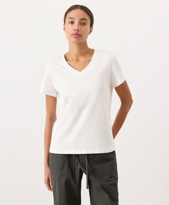 Pact Organic Cotton Womens Softspun Essential V-Neck Tee in Cream at Nordstrom, Size Xx-Large