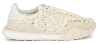 Dolce & Gabbana Lace-Detailed Suede Sneaker - Beige