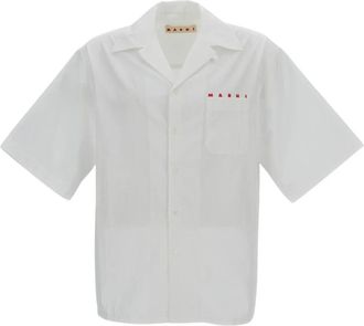 Marni Short Sleeve Shirt - Heren - Korte mouwen Overhemden - Wit - M - Katoen - Overhemden