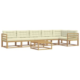 vidaXL Conjunto De Sof&aacute;s De Exterior 7 Pcs Blanco Y Crema Vidaxl