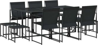 vidaXL Juego De Comedor De Jard&iacute;n 11 Piezas Textileno Negro Vidaxl