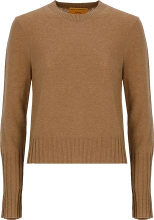 Guest In Residence Light Brown Cashmere Ribbed Crewneck Sweater