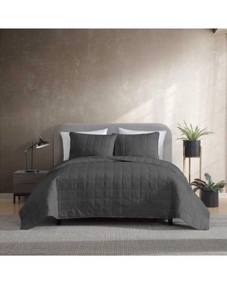 Kenneth Cole Reaction Kenneth Cole Stonewashed Grey Kg Quilt Set