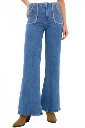 LE JEAN Joni Extreme Flare High Rise Jeans In Blue Crystal