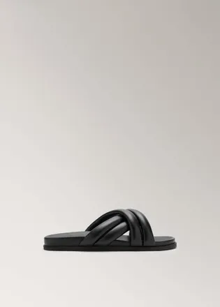 Mango Sandali pelle fasce imbottite incrociate nero - Donna - 36 - MANGO