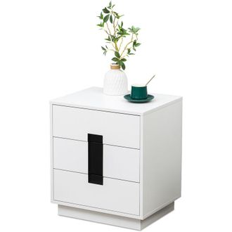 Relaxdays Com&ograve; Relaxdays, HxLxP: 56 x 50 x 40 cm, 3 cassetti, camera, ingresso, abbigliamento, libri, comodino, bianco/nero