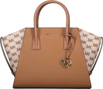 Michael Kors Stijlvolle Leren en Stoffen Tas - Dames - Handtassen - Bruin - ONE Size - Leer - Tassen