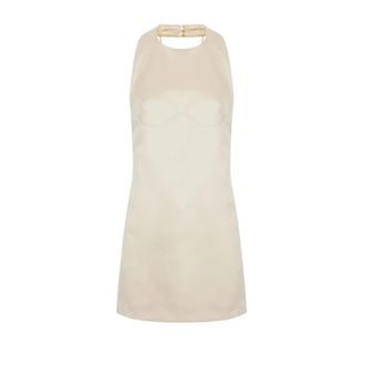 Elisabetta Franchi Party Dresses, female, Beige, Size: XS Duchesse Mini Dress