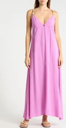 Abound Strappy Beaded Cover-Up Maxi Dress in Pink Crocus at Nordstrom Rack, Size X-Large
