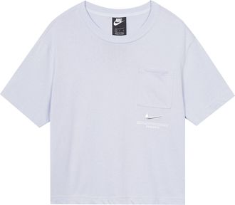 Nike (WMNS) Nike Sportswear Swoosh 3D Logo Loose Breathable Round Neck Short Sleeve Purple CZ8912-576