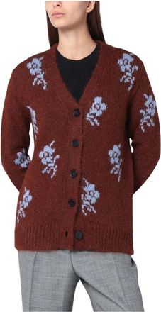 Jil Sander Korte Cardigan Sweaters - Dames - Vesten - Bruin - XS - Truien & Vesten