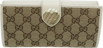 Gucci Brown Canvas Leather Long Wallet (Bi-Fold) (Pre-Owned)