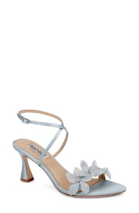 Badgley Mischka Whitney Ankle Strap Pointed Toe Sandal in Mist Blue Satin at Nordstrom, Size 5.5