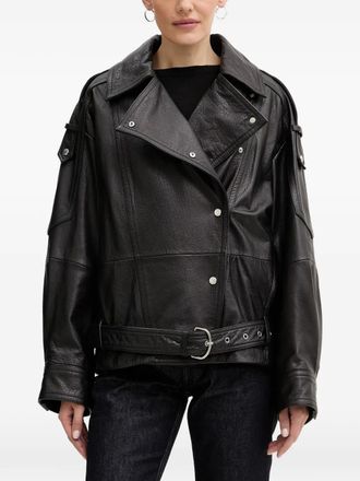 BOSS buttoned belted jacket - Black