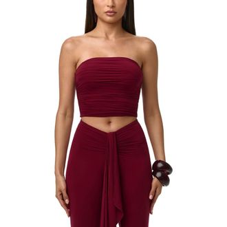 Naked Wardrobe Rippled Tube Top in Sangria at Nordstrom, Size X-Small