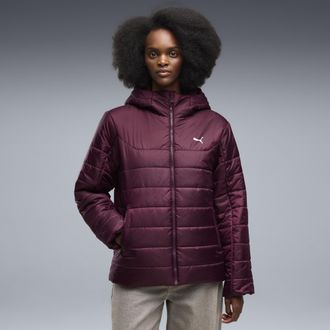 Puma Giacca imbottita con cappuccio Essentials da donna, Abbigliamento, Rosso, XL