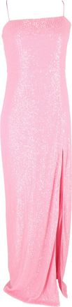 Rotate Sequin-Embellished Side-Slit Maxi Dress in Pink Polyester