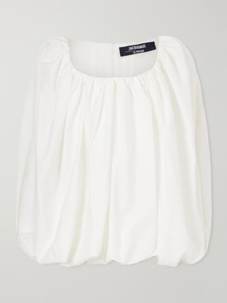 Jacquemus Blusa In Voile Di Misto Cotone Stretch The Lavande - Bianco