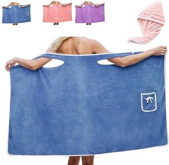 No Brand Bata De Ba&ntilde;o Tipo Toalla Suave Y C&oacute;moda Con Cierre Ajustable De Doble Bot&oacute;n, Toalla De Ba&ntilde;o Absorbente De Secado R&aacute;pido (morado, Talla &Uacute;nica)