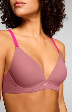 Puma B&uuml;gel-BH PUMA PUMA WOMEN MICROFIBER SOFT PADDED BRA, Damen, Gr. 70, Cup D, dusty pink, Microtouch, Obermaterial: 70% Polyamid, 30% Elasthan, BHs B&uuml;gel
