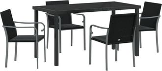 vidaXL Garden Dining Set 5 pcs Black Poly rattan Vidaxl