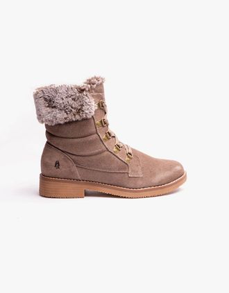 Hush Puppies Womens Hush Puppies FLORENCE Womens Leather Ankle Boots Taupe - Brown - Size: 6