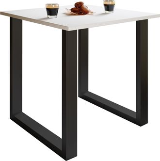 ebuy24 Mesa De Madera Vcm Al. 76 X An. 80 X P. 80 Cmbase S&oacute;lida Y De Alta Calidad Pies De Hierro Mesa De Cocina - Xona U (negro / Blanco)