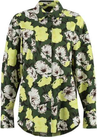 Msgm Bloemenprint Shirt met Lange Mouwen - Dames - Overhemden - Veelkleurig - L - Katoen - Overhemden