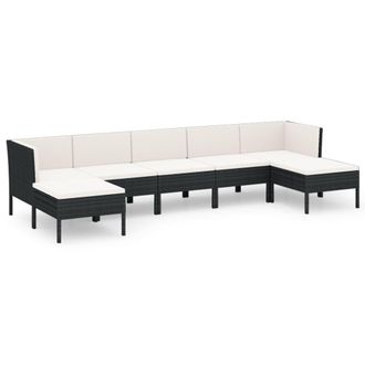vidaXL 7 Pcs Garden Lounge Set Con Vime Pe Negro