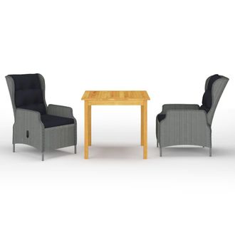 vidaXL Juego De Comedor Para Jard&iacute;n 3 Piezas Gris Claro Vidaxl