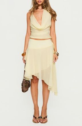 Princess Polly Evaleine Cowl Neck Chiffon Halter Top in Baby Yellow at Nordstrom, Size 12