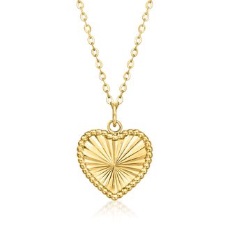 Ross-Simons Italian 14kt Yellow Gold Sunburst Heart Necklace