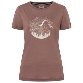 super.natural Mountain Mandala Tree Tee Merinoshirt f&uuml;r Damen | braun