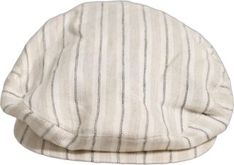 Dolce & Gabbana HAT10046 Striped Linen Flat Cap - Beige