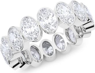 HauteCarat Oval Cut Lab Created Diamond Eternity Ring in 18K White Gold at Nordstrom, Size 4