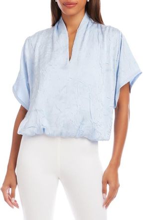 Karen Kane Crushed Satin V-Neck Top in Light Blue at Nordstrom, Size X-Small