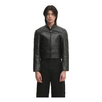 VETEMENTS Racing Logo Leren Jas - Heren - Jassen - Zwart - Maat: XL Leer