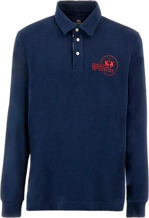 La Martina Lange Mouw Heavy Jersey Polo - Heren - Polos - Blauw - L - Katoen - Tops