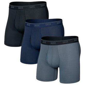Saxx Quest Quick-Dry Mesh Boxer Brief Fly 3-Pack Kunstfaserunterw&auml;sche f&uuml;r Herren | blau