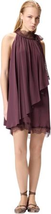 Pinko Mirtillo Abito Crepe de Chine - female - PINKO - Short Dresses - Purple - XS - Dresses