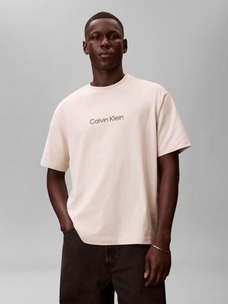 Calvin Klein T-Shirt CALVIN KLEIN SS RLXD STANDARD LOGO CREWNK TEE, Herren, Gr. XXL, oatmeal, Single Jersey, Obermaterial: 100% Baumwolle, unifarben, relaxed fit h
