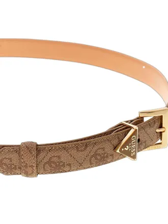Guess Logo-Embroidered Polyester Belt - Beige