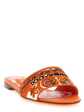 Dolce & Gabbana Womens Orange Cotton Slides Shoe