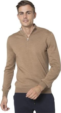 Gran Sasso Lichtbruine Coltrui met Rits - Heren - Coltruien - Beige - 3XL - Wol - Truien & Vesten