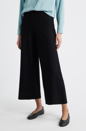 Eileen Fisher Ankle Wide Leg Pants in Black at Nordstrom, Size Xx-Small