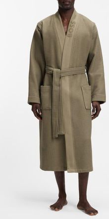 BOSS Waffle Cotton Blend Robe in Open Brown at Nordstrom, Size Xx-Large