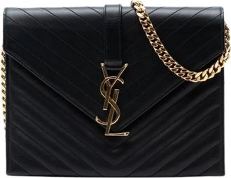 Saint Laurent Pre-owned Quilted Leather Crossbody Bag - Dames - Vintage Schoudertas - Zwart - ONE Size - Leer - Vintage
